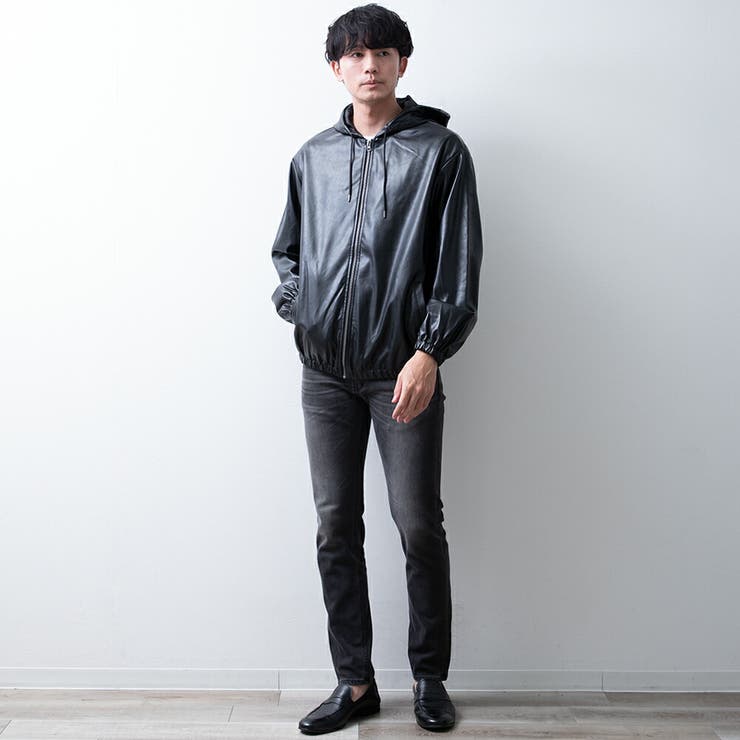 アウター メンズ パーカー フェイクレザー PUレザー 秋冬 ブルゾン | GENELESS | 詳細画像11 