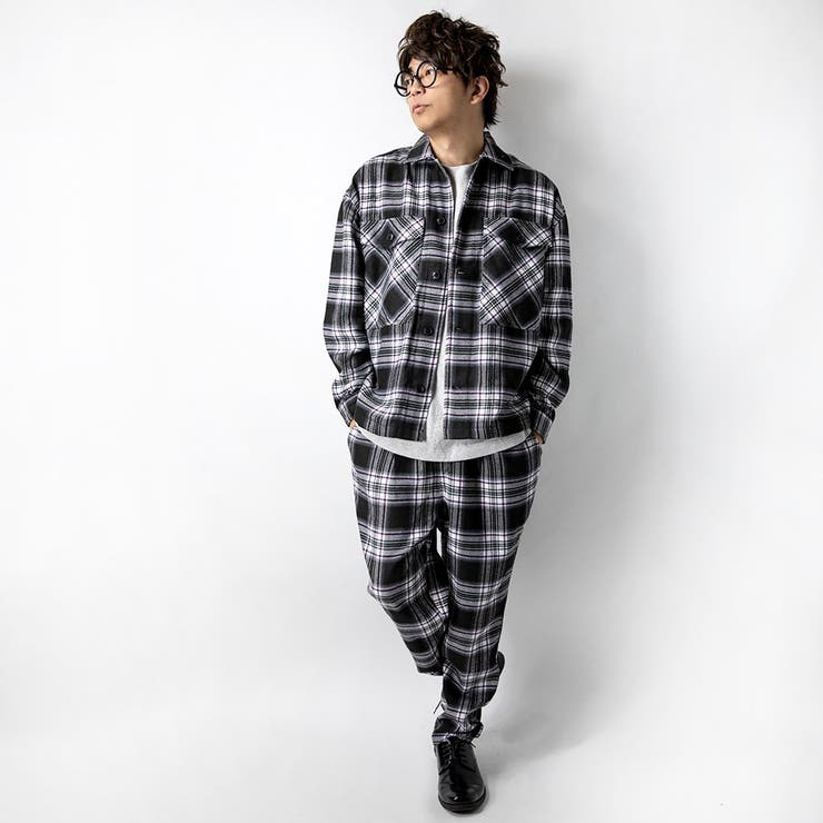 メンズ チェック柄カバーオール セットアップ メンズ カバーオール[品番：HMLM0000188
