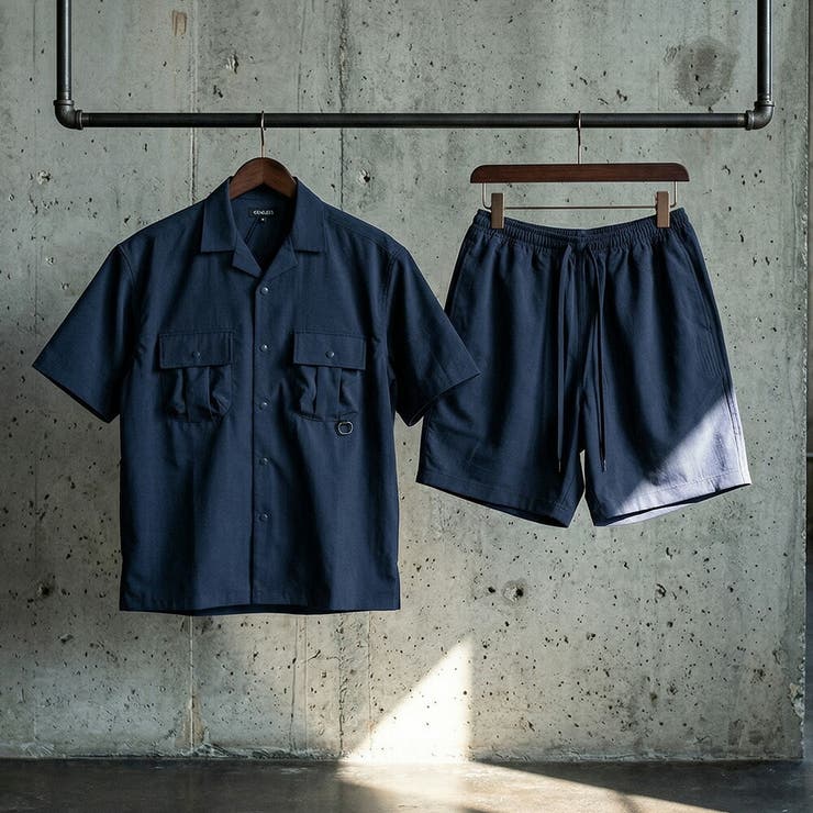 セットアップ メンズ シャツジャケット ショートパンツ ハーフパンツ
