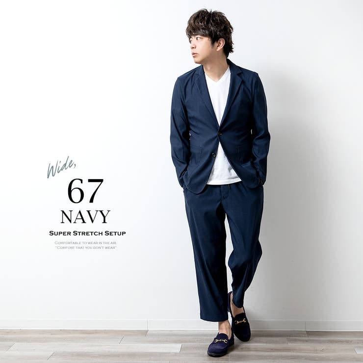 Mr.GENTLEMAN ESSENTIAL ネイビー セットアップ Lサイズ（楽天市場 