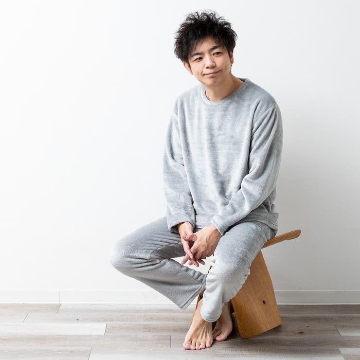 CLANE ルームウェア　セットアップ ☆M+home カプア ルームウェア（トップス）M-L グレー/ネイビー