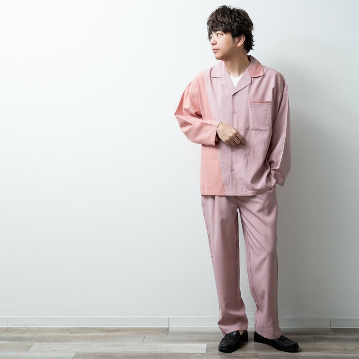 セットアップ メンズ シャツ アシンメトリー 上下セット