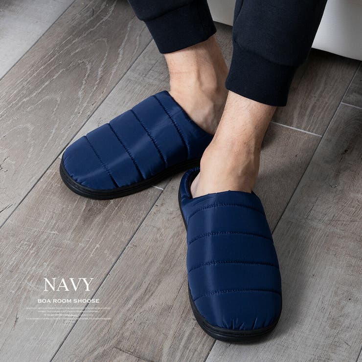 スリッパ メンズ 防寒 ルームシューズ 暖かい ダウン風 もこもこ スリッポン | GENELESS | 詳細画像16 