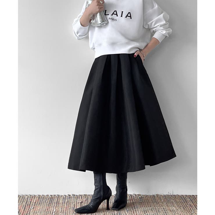 新品 未使用】イナバヨシエ ミモレ丈スカート ポリエステル裏