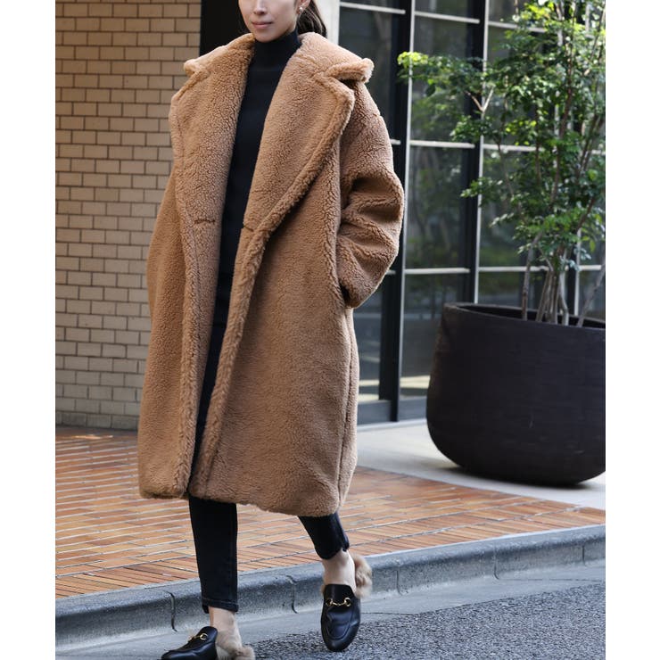 イルグッフォ☆ボアコート160㎝キャメル色プードルファー 厚から 