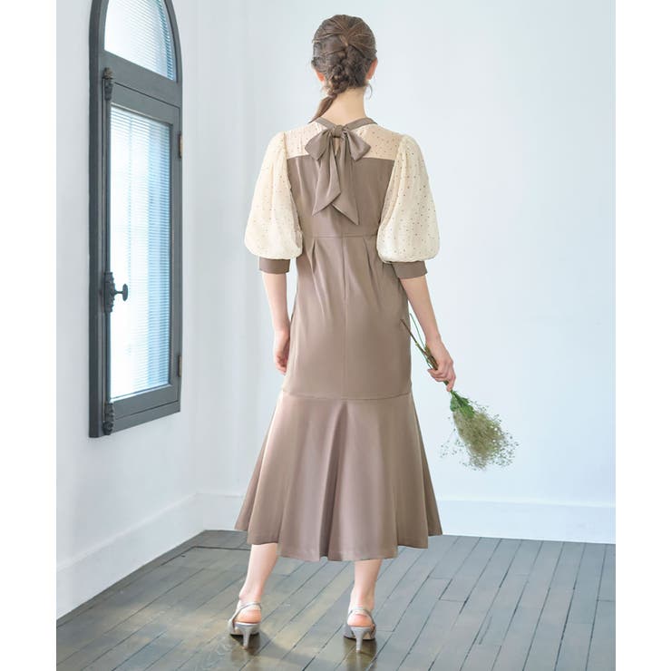 GIRL お呼ばれドレス GIRL DRESS FOR NOW ドレス オープンショルダーチュールギャザー