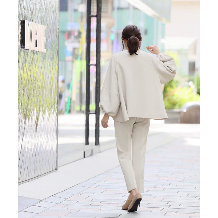 大きいサイズ ANCHOR WOMAN 21号&19号パンツスーツセットアップ フロントホックVカラージャケット《セットアップ着用可