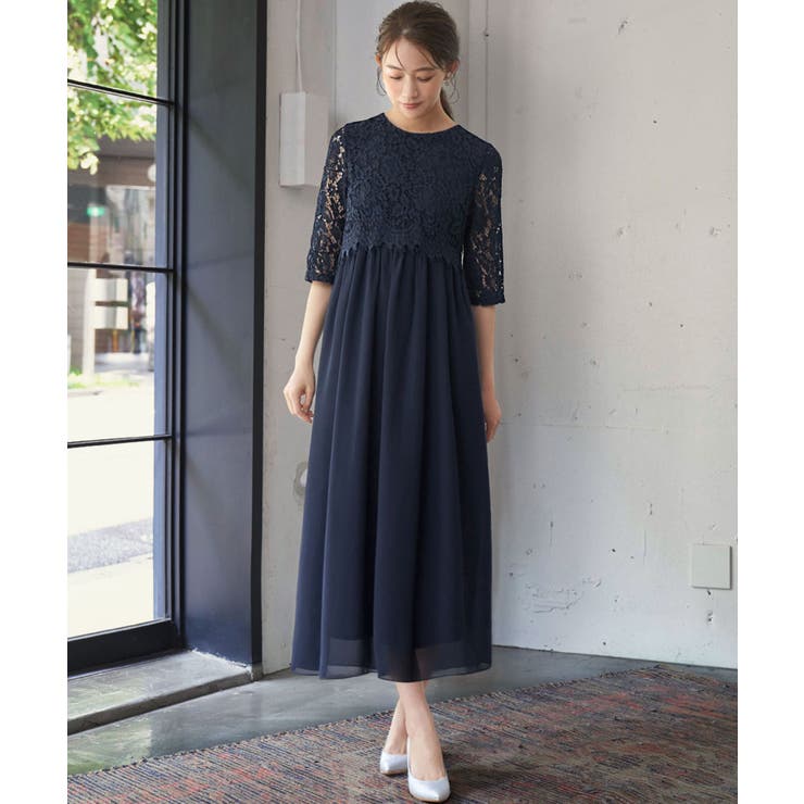 GIRL 結婚式ワンピース ガール GIRL オーガンジー切り替えギャザースリーブフレアロング