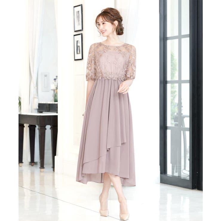 GIRL DRESS FOR NOW ドレス チュール切り替えギャザースリーブ