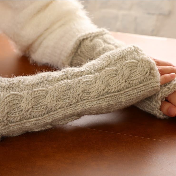 てぶくろ屋さんが作ったウールもこもこ手編み風アームウォーマー 日本製 冷え取り | GlovesDEPO | 詳細画像3 