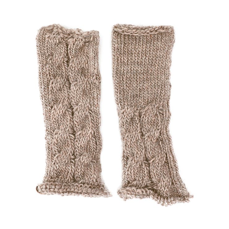 ベージュ | てぶくろ屋さんが作ったウールもこもこ手編み風アームウォーマー 日本製 冷え取り | GlovesDEPO