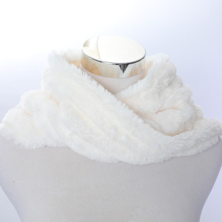 ボーダーファーオフホワイト | モフモフふわふわ♪あったかボアのネックウォーマー【ボーダーファー】【ダイダイ風ボ… | GlovesDEPO