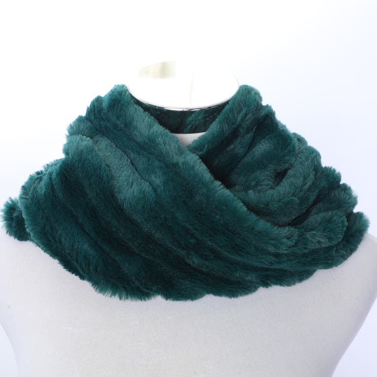 ボーダーファーグリーン | モフモフふわふわ♪あったかボアのネックウォーマー【ボーダーファー】【ダイダイ風ボ… | GlovesDEPO