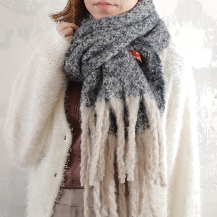 あったかマフラー 大判 ブロックチェック＆フリンジ | GlovesDEPO | 詳細画像2 