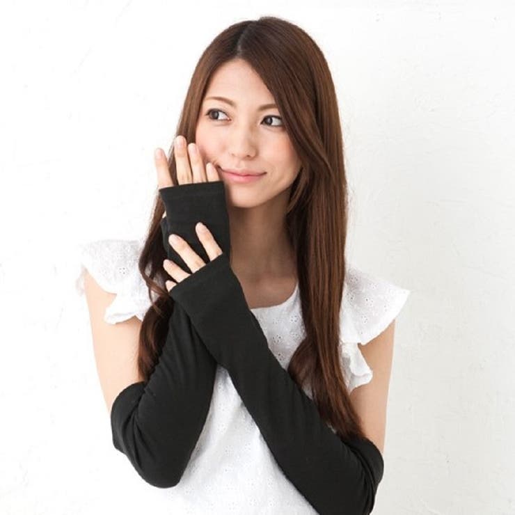 黒 | オーガニックコットンアームカバー UV手袋＜ レディース | GlovesDEPO