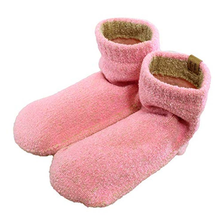 杢ピンク | てぶくろ屋さんがつくった「モコモコ先丸ソックス ゆったり派シングル ショートタイ… | GlovesDEPO