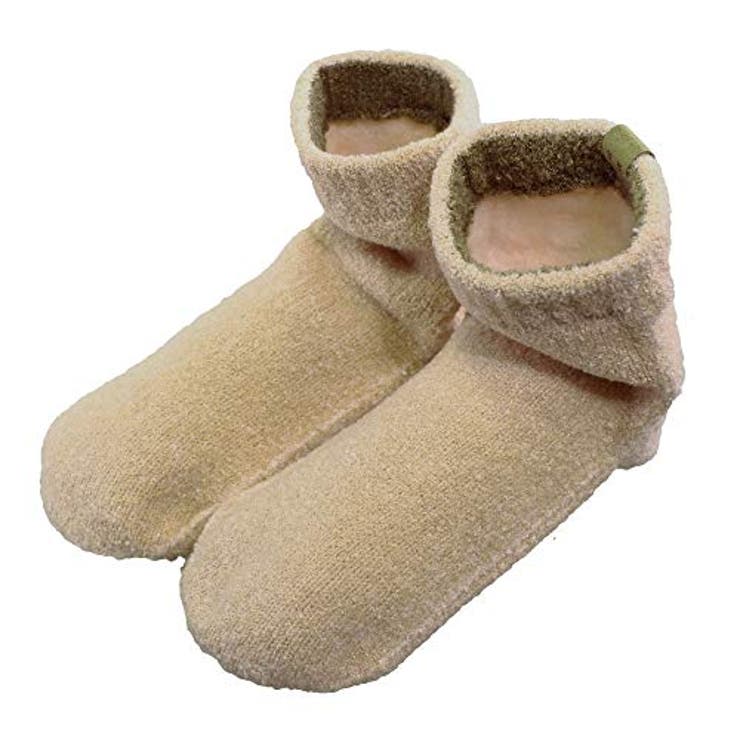 杢ベージュ | てぶくろ屋さんがつくった「モコモコ先丸ソックス ゆったり派シングル ショートタイ… | GlovesDEPO