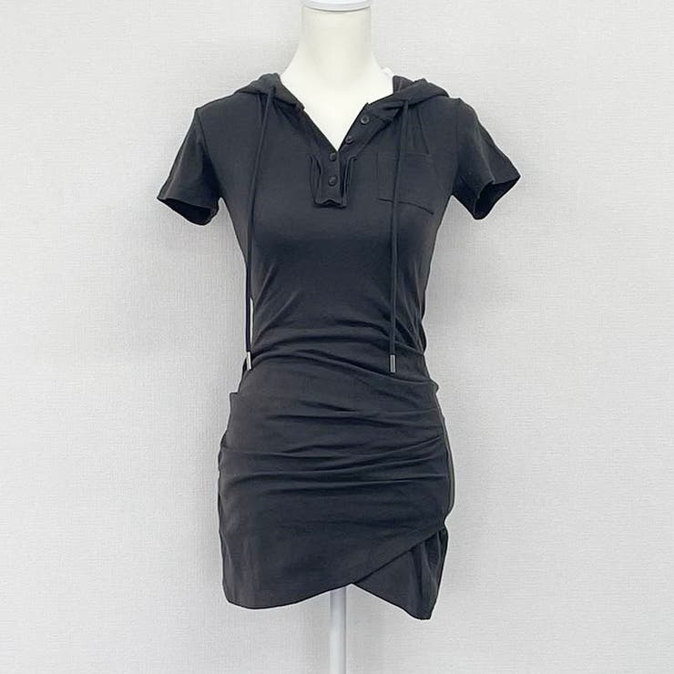 Vネックチュニック丈フード付Tシャツミニワンピース 10352 | G&L Style | 詳細画像12 