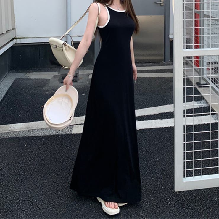 バイカラー ノースリーブ ワンピース★大人コーデ 可愛い お洒落 楽天市場】バイカラーノースリーブワンピース コントラスト