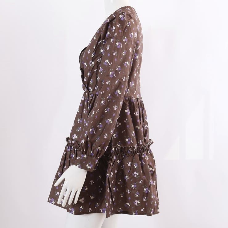 フラワープリントカシュクールワンピース 10077[品番