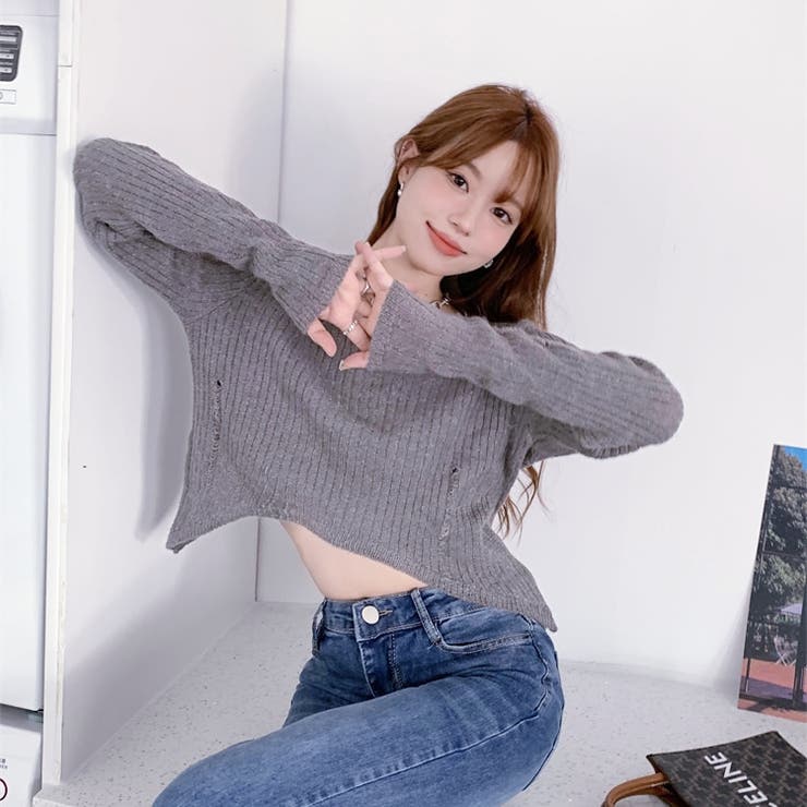 ダメージ加工リブニットトップス 10081 | G&L Style | 詳細画像7 