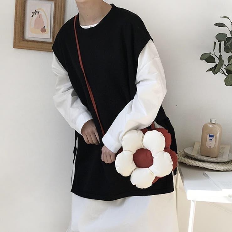 花モチーフスカラップショルダーバッグ(F 白): キッズ