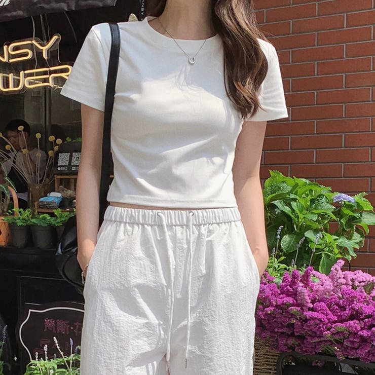 ホワイト | ショート丈ベーシックTシャツ 10256 | G&L Style