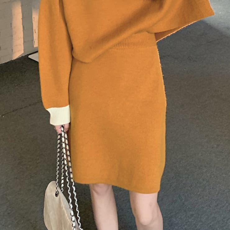 オレンジ | ハイゲージニットミニスカート 10287 | G&L Style