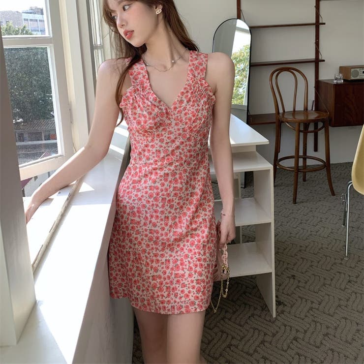 Vネック花柄フリルワンピース 10335 | G&L Style | 詳細画像2 