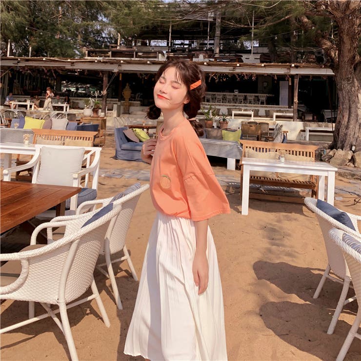 ピーチ刺繍 半袖Tシャツ 10336 | G&L Style | 詳細画像7 