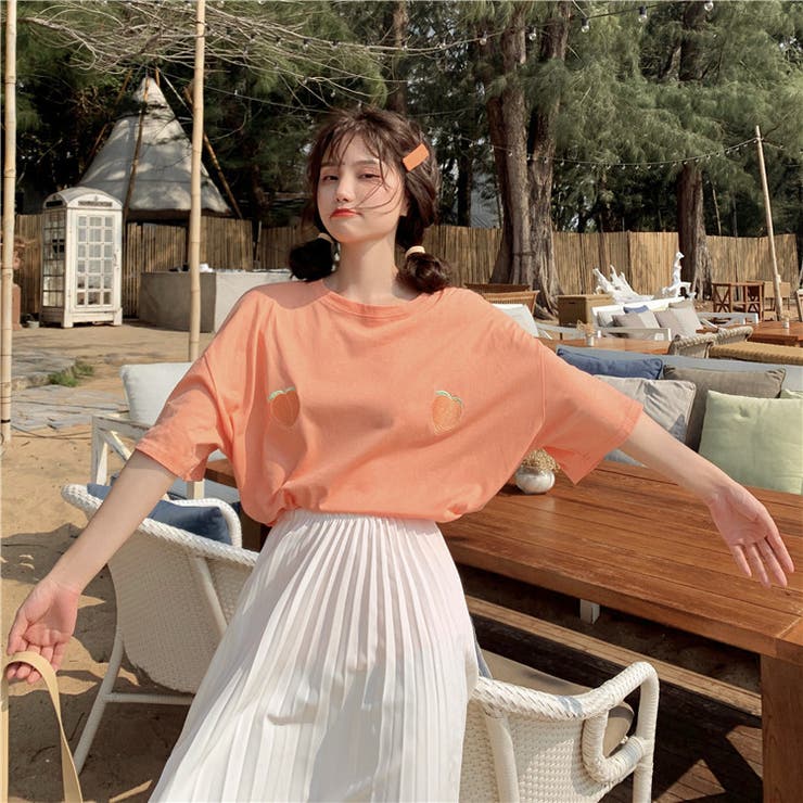 ピーチ刺繍 半袖Tシャツ 10336 | G&L Style | 詳細画像3 