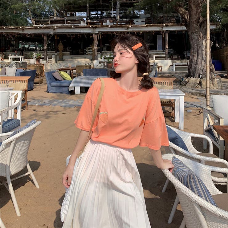 ピーチ刺繍 半袖Tシャツ 10336 | G&L Style | 詳細画像2 