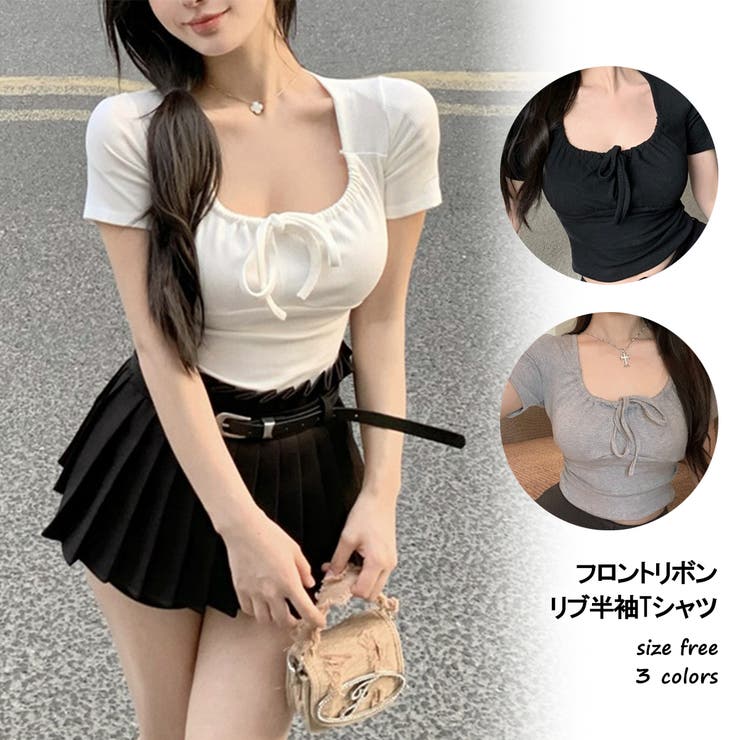 フロントリボンリブ半袖Tシャツ 10358 | G&L Style | 詳細画像1 