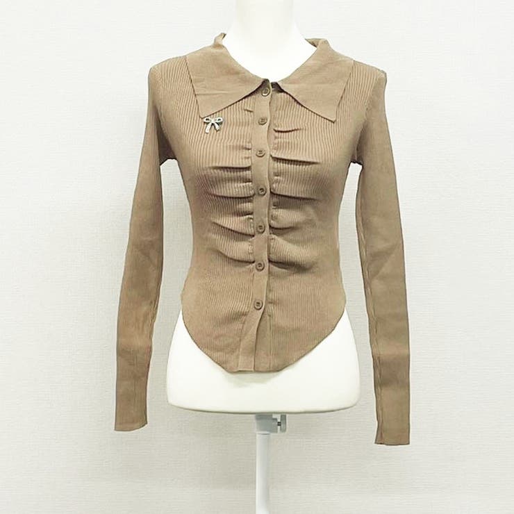 リボンブローチ付き リブニットトップス 10377 | G&L Style | 詳細画像19 