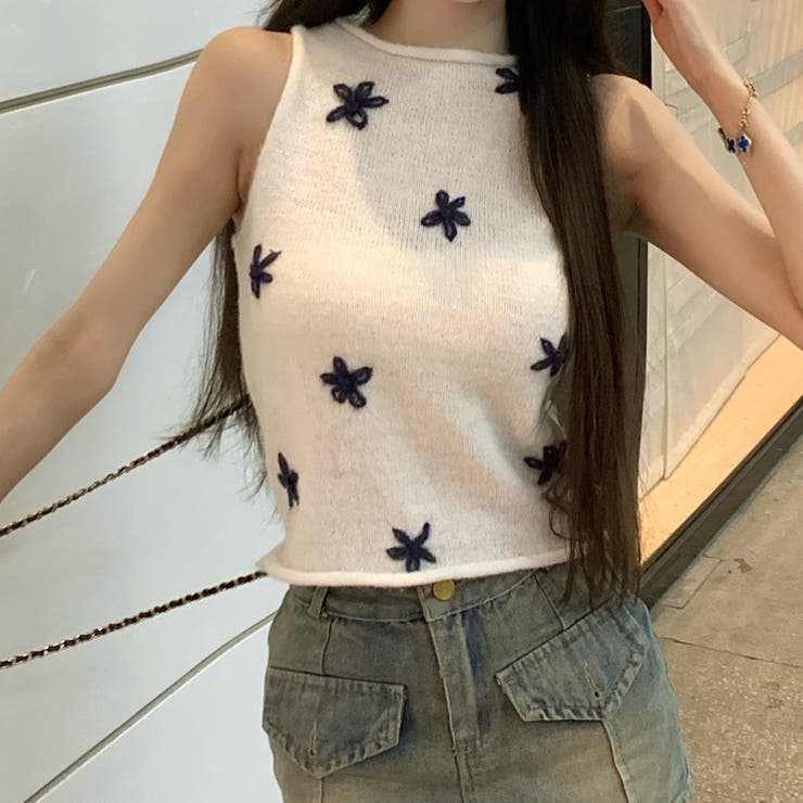 花柄ノースリーブニットトップス 10385 | G&L Style | 詳細画像2 