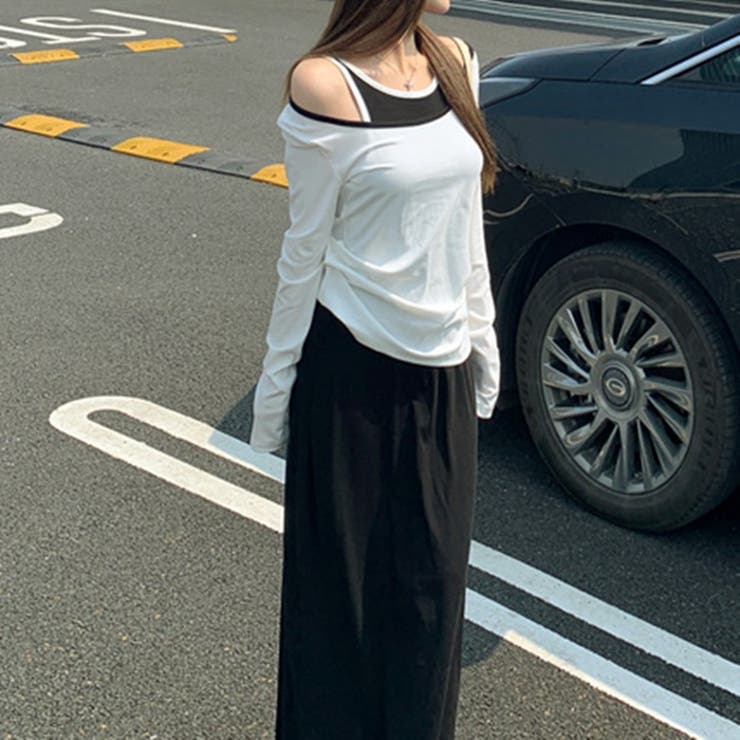ホワイト | バイカラーロングTシャツ 10405 | G&L Style