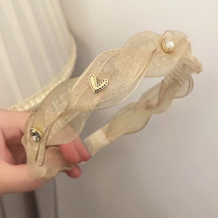 ベージュ | ハートモチーフシフォンカチューシャ 10419 | G&L Style