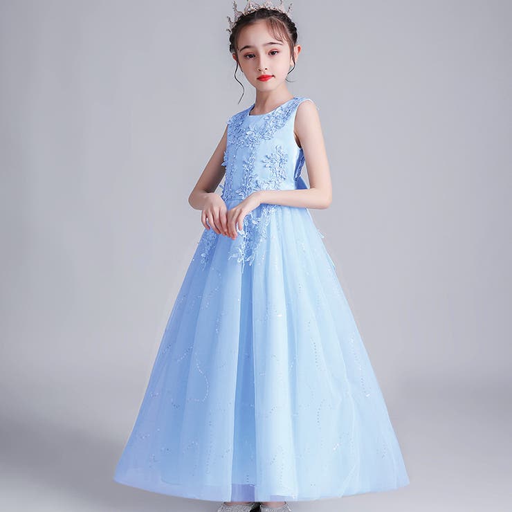 ノースリーブ刺繍ビジュードレス120cm-170cm（適齢：3歳から13歳