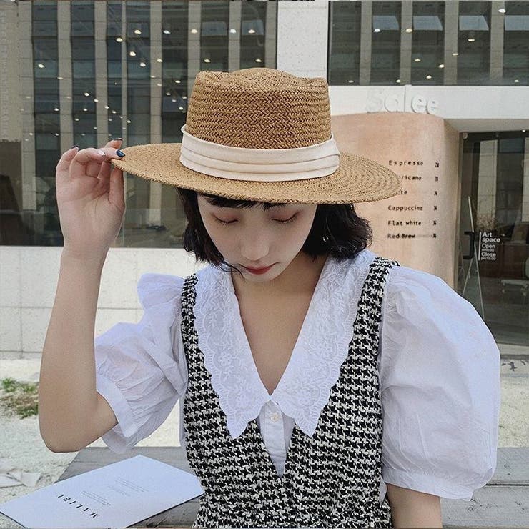 リボン付ストローハット 8385[品番：XB000008758]｜G&L Style