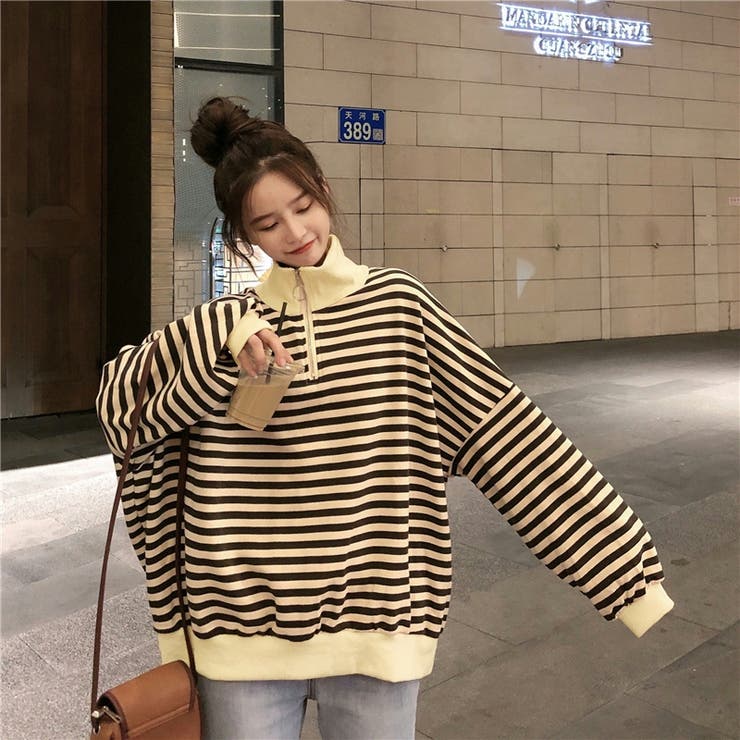 ハーフジップ マルチボーダートップス 8564 | G&L Style | 詳細画像3 