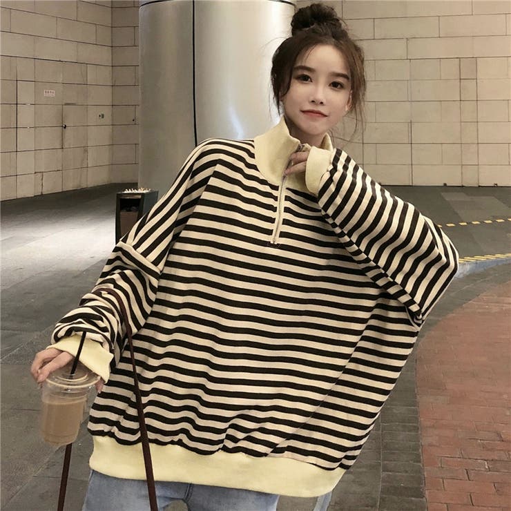 ハーフジップ マルチボーダートップス 8564 | G&L Style | 詳細画像2 