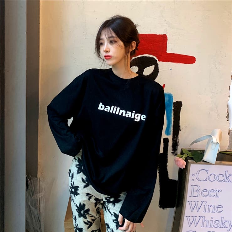 レタリングプリントロングTシャツ 8653[品番：XB000009093]｜G&L