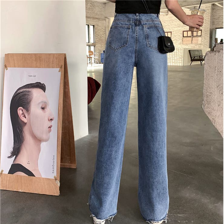 ワンポイント刺繍ストレートデニムパンツ 8796[品番 ワンポイント刺繍ストレートデニムパンツ 8796[品番