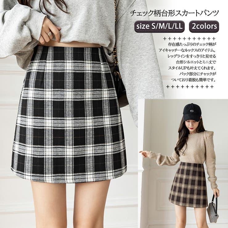 チェック柄台形スカートパンツ 8838 | G&L Style | 詳細画像1 