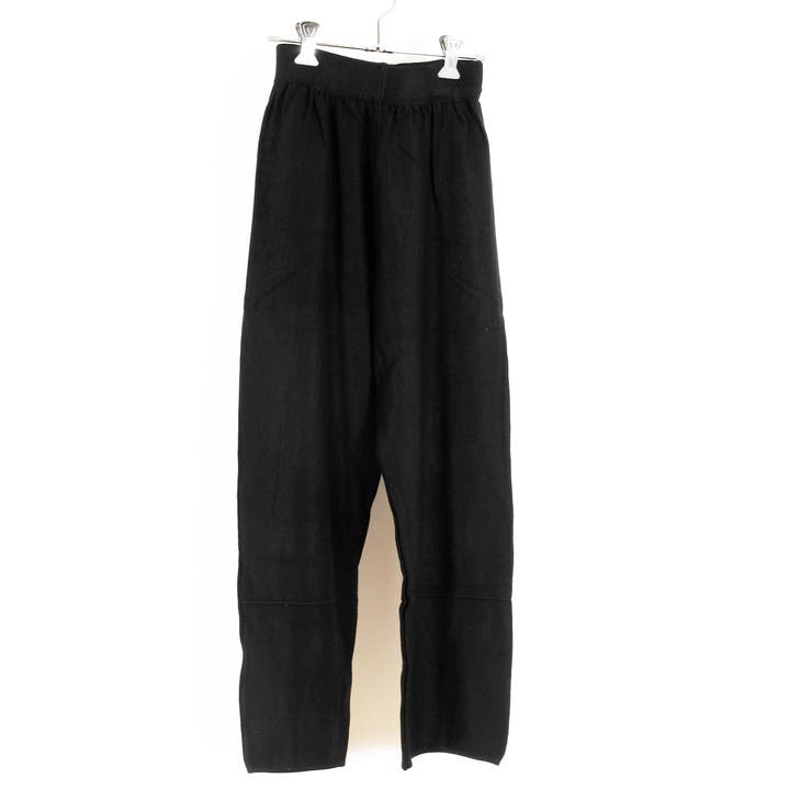 美品 ella_webshop 黒 ウエストゴム スカラップエッジ パンツ - パンツ