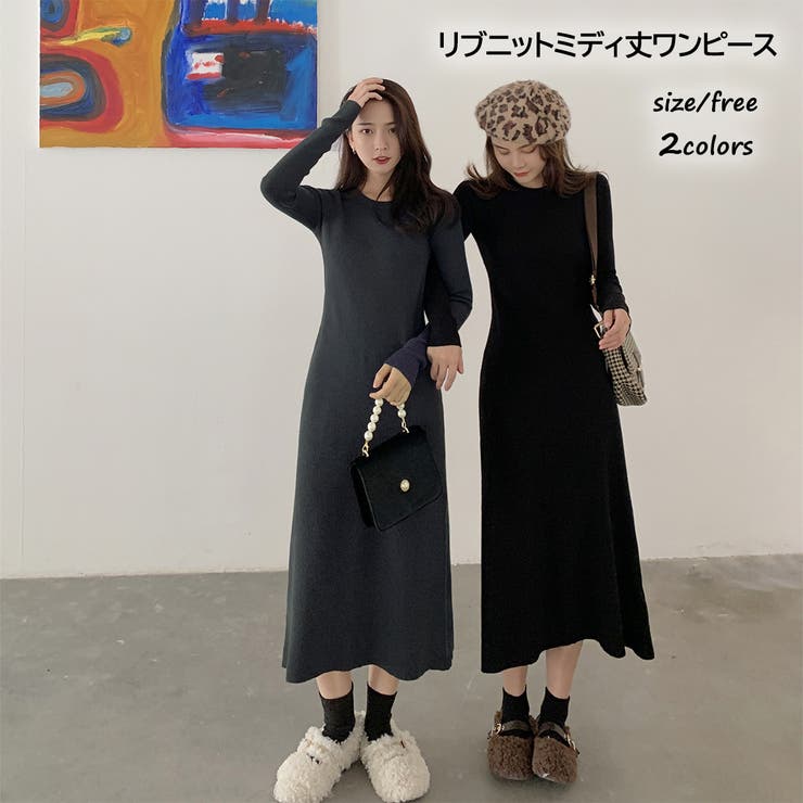 リブニットミディ丈ワンピース 9073 品番 Xb G L Style ジーアンドエルスタイル のレディースファッション通販 Shoplist ショップリスト