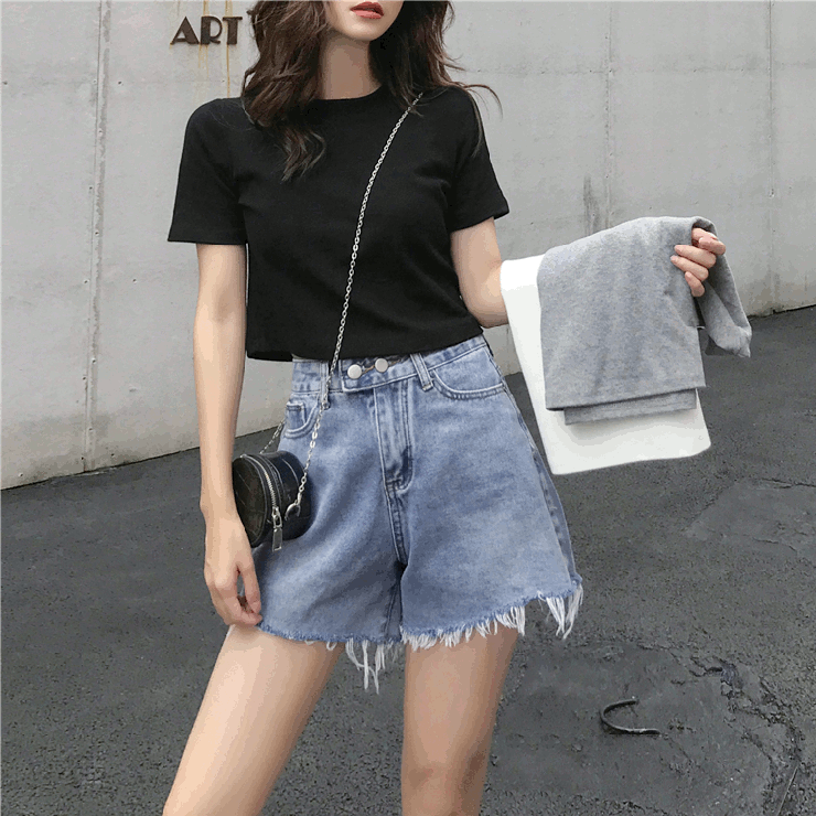 フリンジデニムショートパンツ 9078[品番：XB000009490]｜G&L
