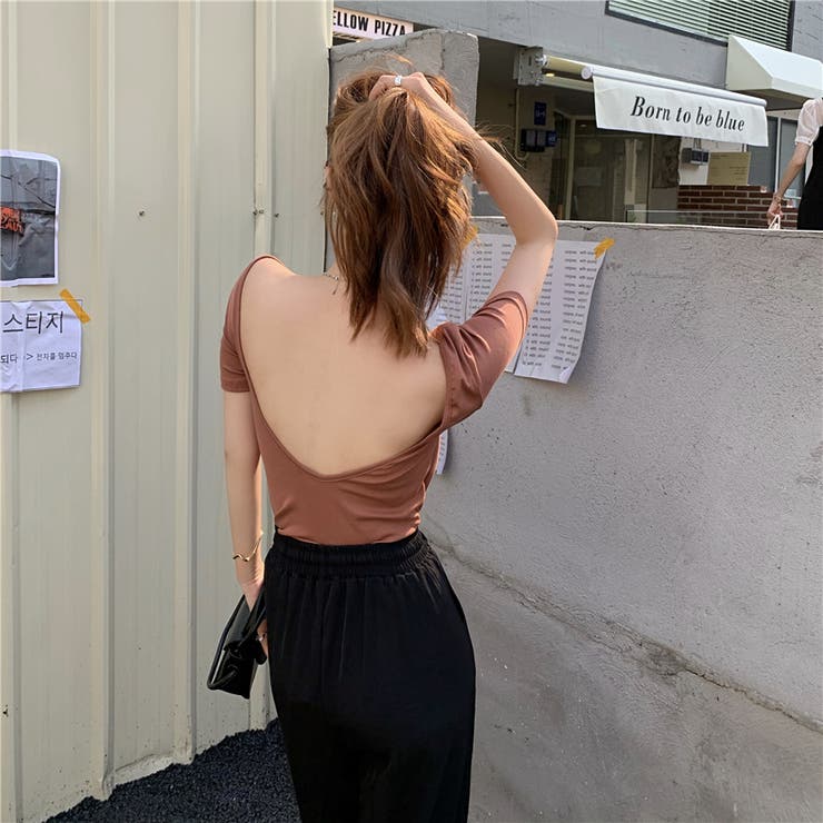 tシャツ BACK OPEN BUSTIER / バックオープンビスチェ レディース バックオープン Tシャツ 背中開き オーバーサイズ ドロップ