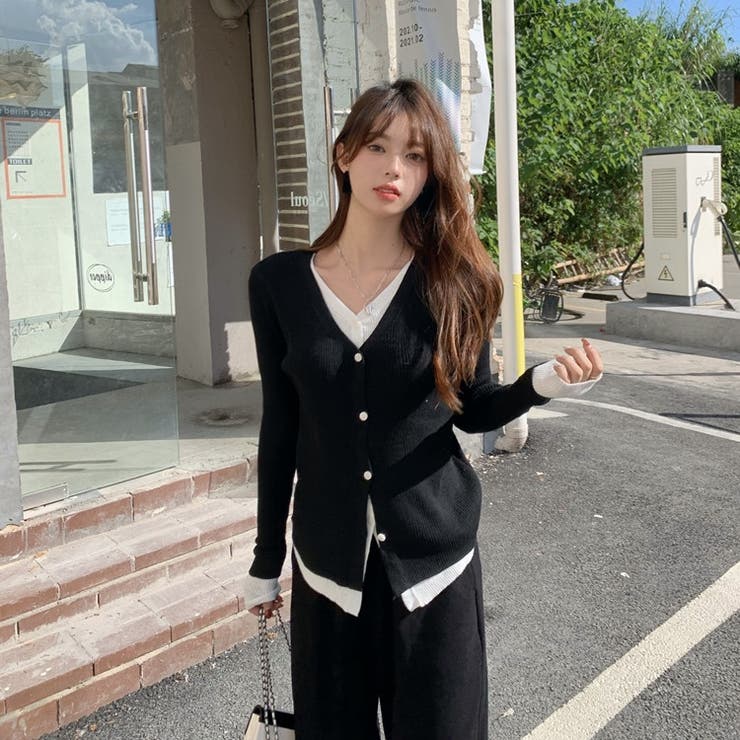 フロントボタンレイヤードニット KBF｜フロントボタンレイヤードニット | Rakuten Fashion(楽天