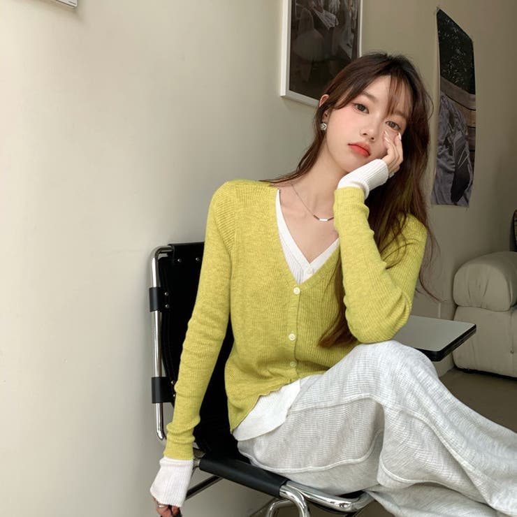 フロントボタンレイヤードニット KBF｜フロントボタンレイヤードニット | Rakuten Fashion(楽天